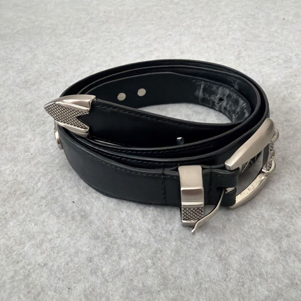 Vintage Black Leather Western Concho Belt Size 41 Silver Golf Club Medallions
